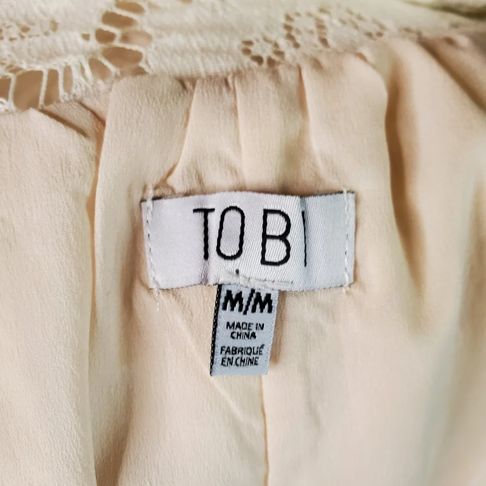 NWT Tobi Off White Lace Sleeveless Deep-V Sheer Back Mini Dress Womens Medium - Picture 13 of 15